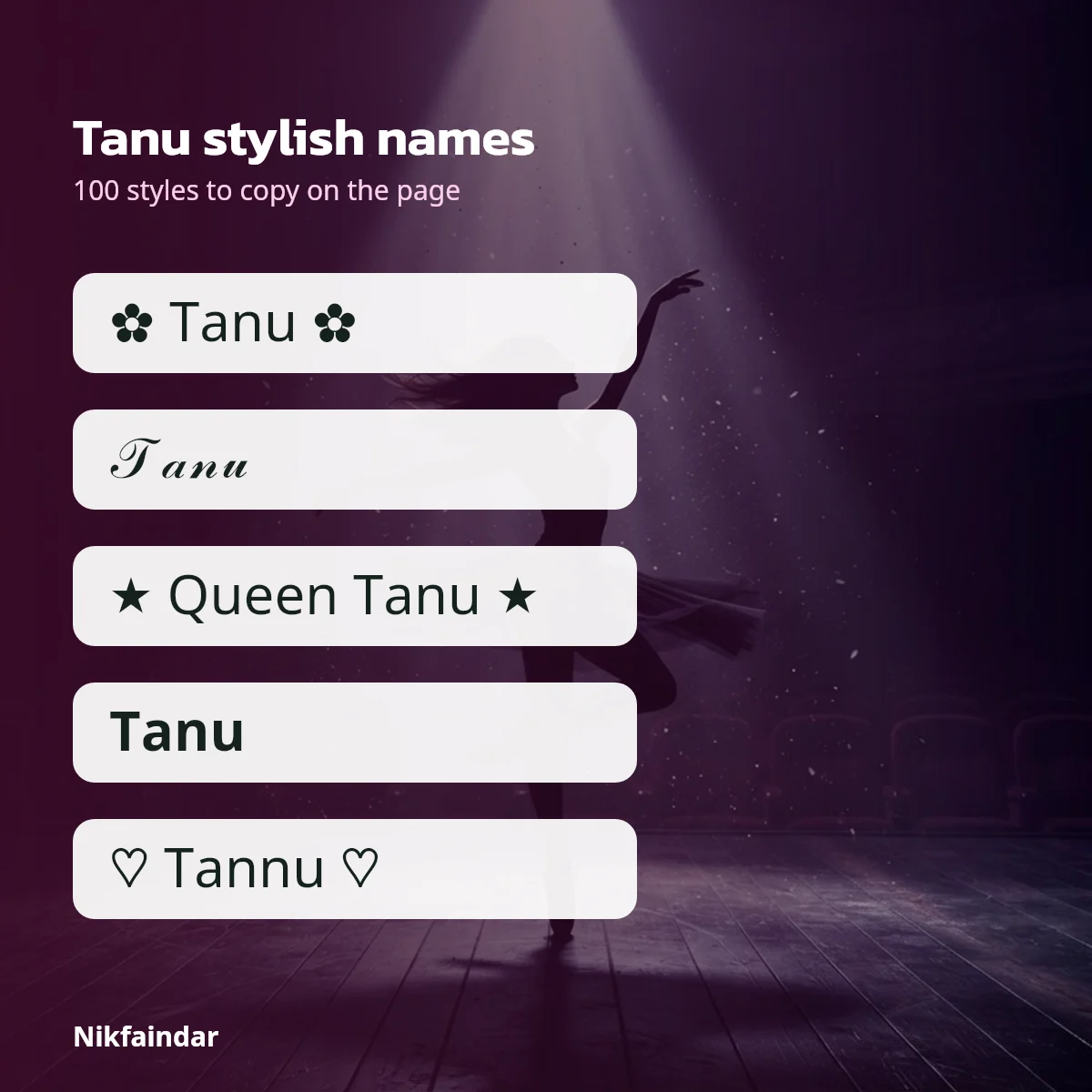 Tanu stylish name examples in decorated Unicode letters
